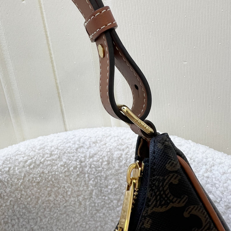 Celine Medium Ava Bag In Triomphe Canvas and Calfskin and GHW