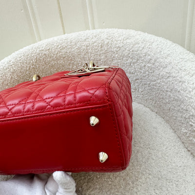 Dior Small MyLadyDior Lady Dior in Red Lambskin and LGHW