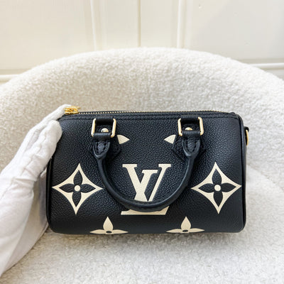 LV Speedy Nano in in Black and Creme Giant Monogram Empreinte Leather GHW