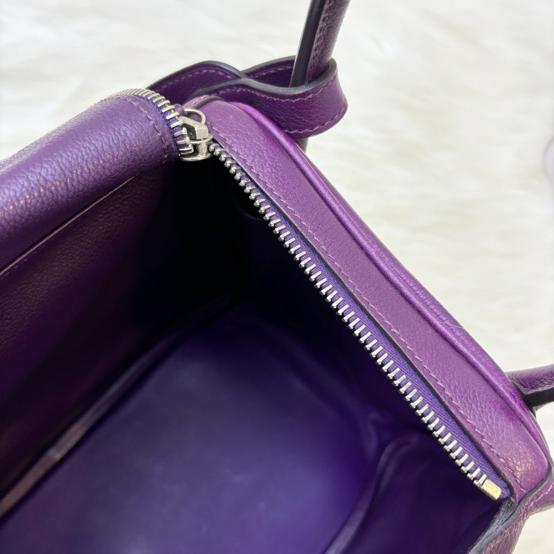 Hermes Lindy 30 in Dark Purple (Likely Cassis) Evercolor Leather and PHW