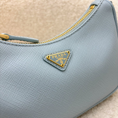 Prada Re-Edition Mini Bag in Baby Blue Saffiano Leather and GHW