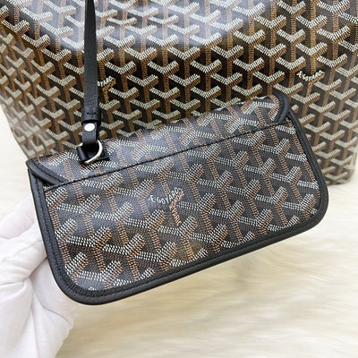 Goyard Saint Louis PM Tote in Black Signature Goyardine Canvas