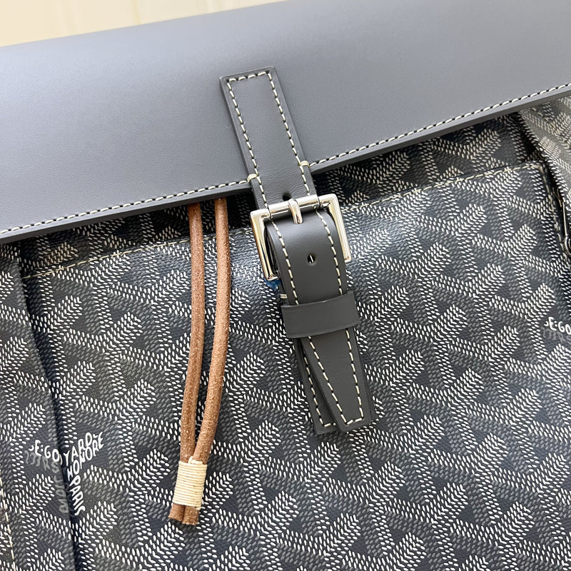 Goyard Alpin MM Backpack in Grey Goyardine Canvas and SHW