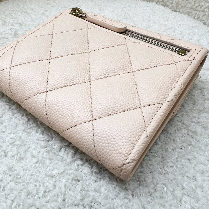 Chanel Classic Trifold Compact Wallet in 22C Beige Caviar LGHW