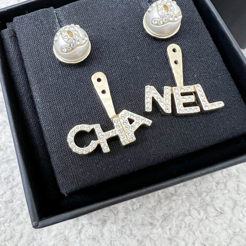 Chanel Pearl CC Earrings with Detachable Dangling CHANEL Letters