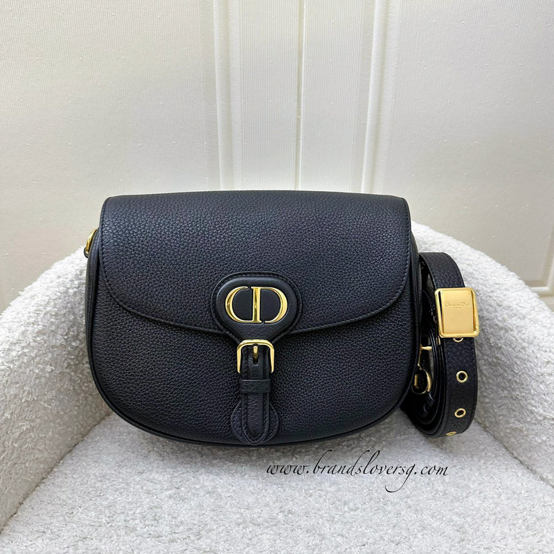 Dior Medium Bobby Bag in Black Grained Leather and GHW