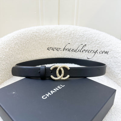 Chanel 21P CC Logo Belt in Black Lambskin and LGHW Sz 75