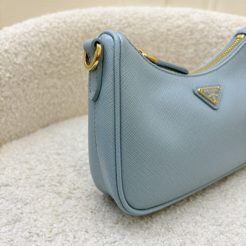 Prada Re-Edition Mini Bag in Baby Blue Saffiano Leather and GHW