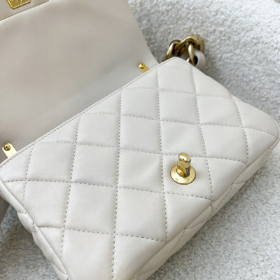 Chanel Seasonal Small Funky Chain Flap Bag in Light Beige Lambskin and GHW