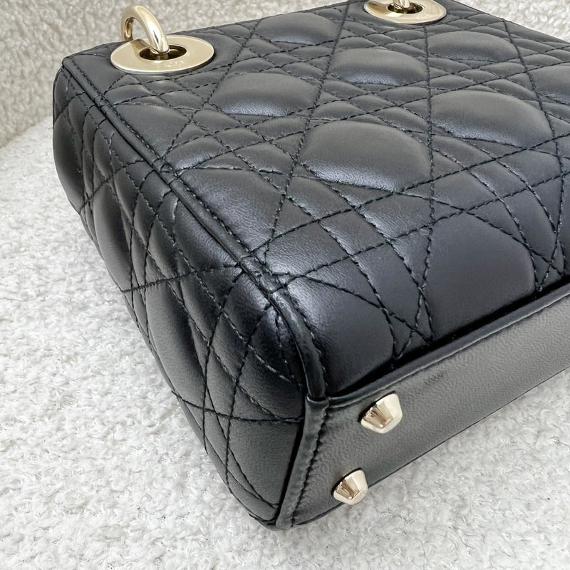 Dior Mini Lady Dior in Black Lambskin and LGHW with Dior Toile de Jouy Sauvage Mitzah