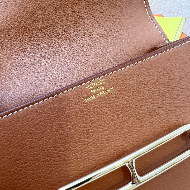 Hermes Roulis Slim Wallet in Gold / Lime Evercolor Leather and GHW