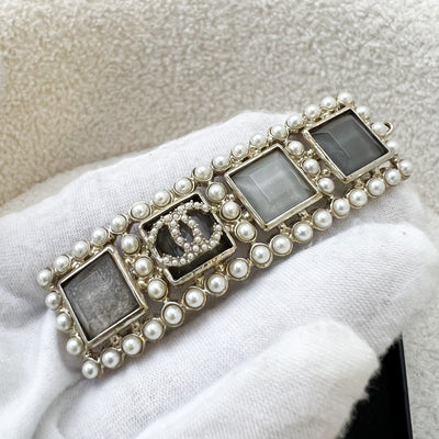 Chanel VIP Gift Hair Pin with Tiny Pearls and Square Crystals LGHW