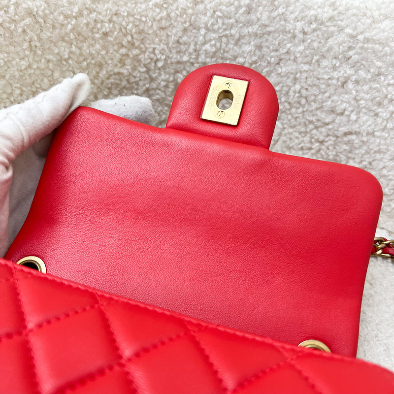 Chanel Pearl Crush Mini Square Flap in Red Lambskin and AGHW