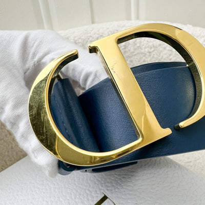 Dior CD Belt in Blue Leather and GHW