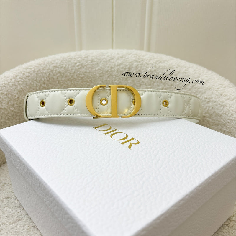 Dior 30 Montaigne Belt in White Cannage Lambskin and GHW Sz 75