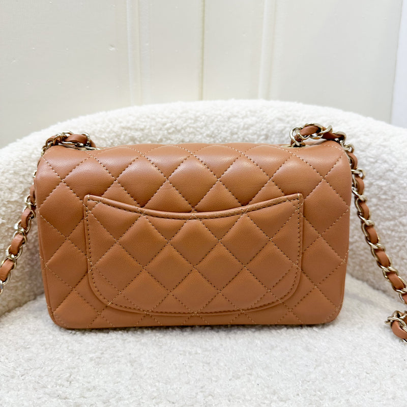 Chanel Classic Mini Rectangle Flap in 21P Caramel Lambskin and GHW