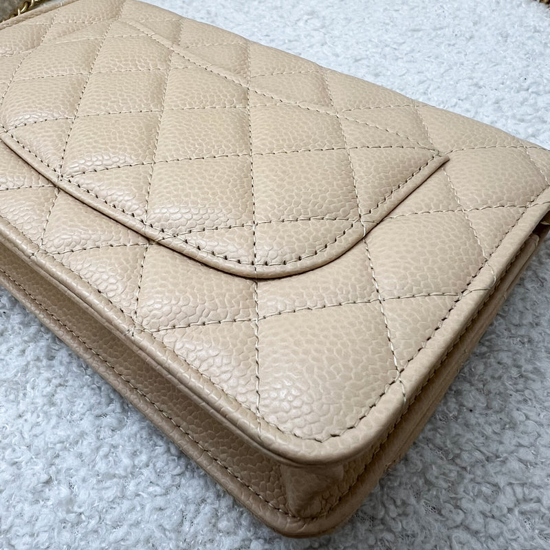 Chanel Classic Wallet on Chain WOC in Beige Caviar and GHW