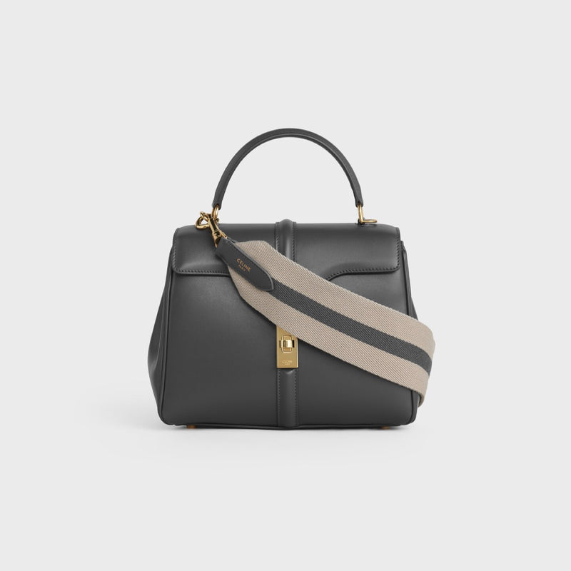 Celine Long Strap in Natural / Grey Textile and Calfskin