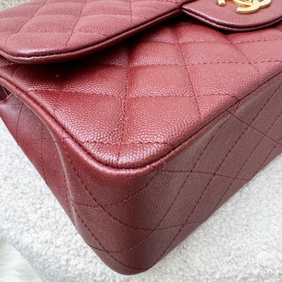 Chanel Classic Jumbo Double Flap in 18C Burgundy Dark Red Iridescent Caviar and AGHW