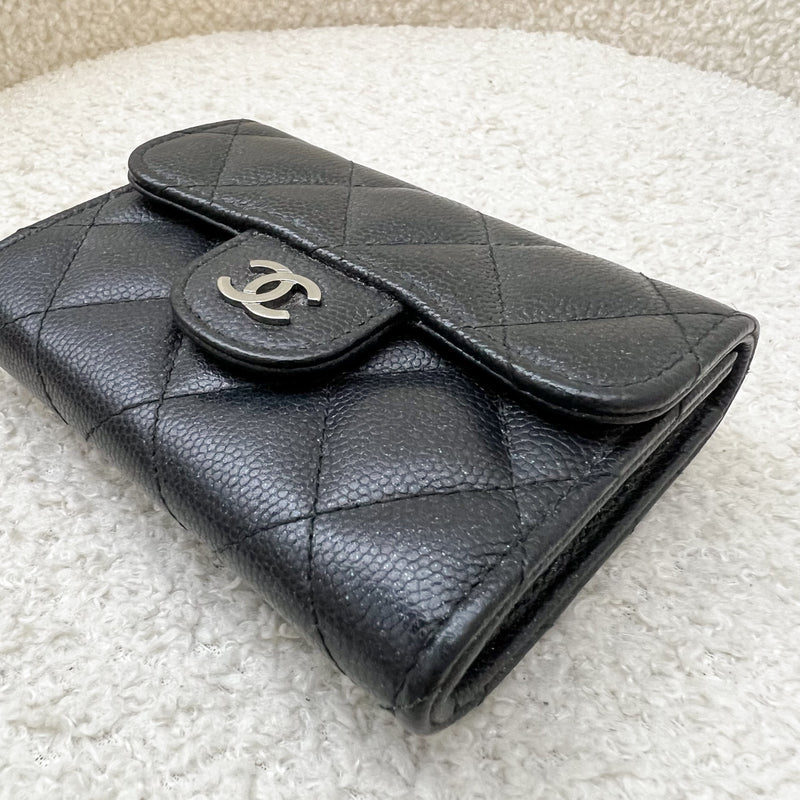 Chanel Classic XL Card Holder / Small Wallet in Black Iridescent Caviar and SHW