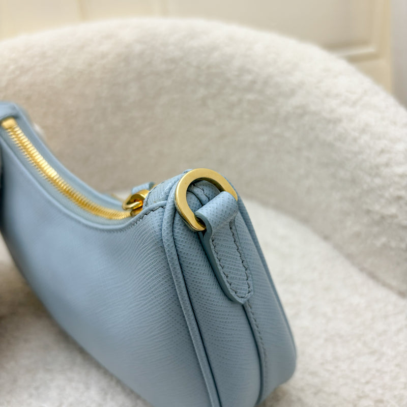 Prada Re-Edition Mini Bag in Baby Blue Saffiano Leather and GHW