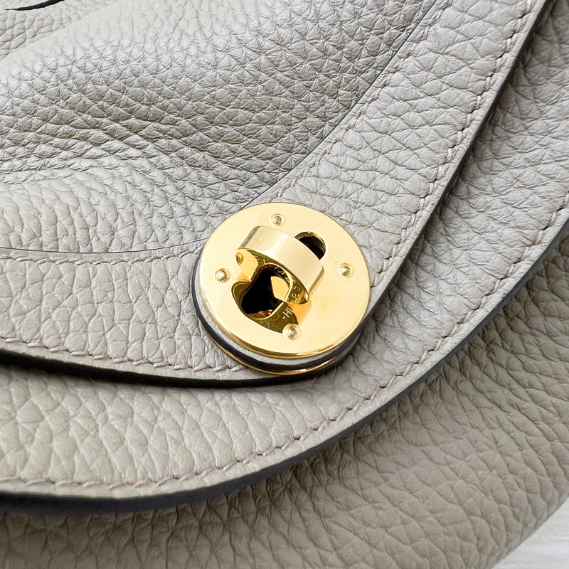 Hermes Lindy 26 in Beige Marfa Taurillon Clemence Leather and GHW