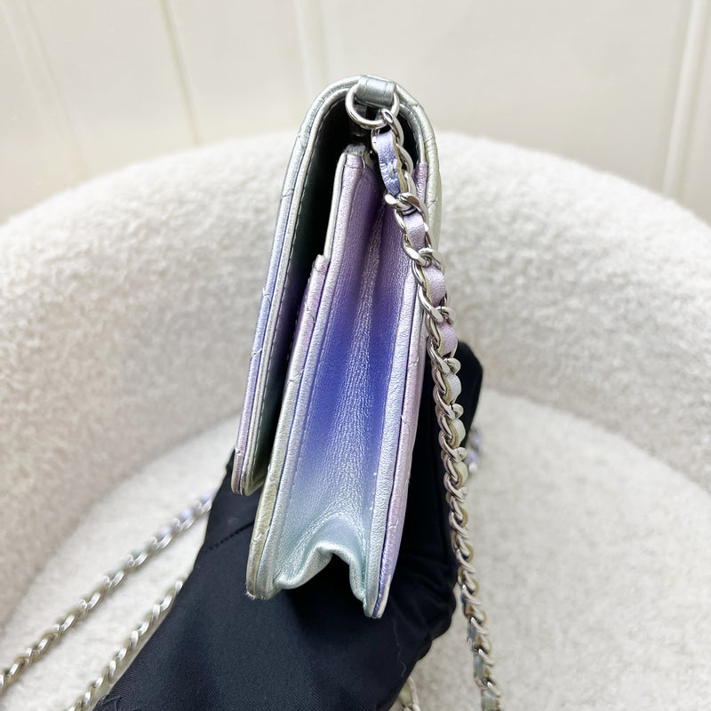 Chanel Classic Wallet on Chain WOC in 21K Iridescent Rainbow Calfskin and SHW