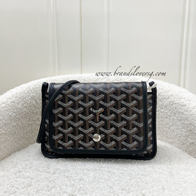 Goyard Plumet Pocket Wallet in Black Goyardine Canvas with Black Trim