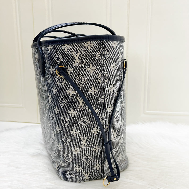 LV Neverfull MM in Monoglam Blue Canvas and GHW