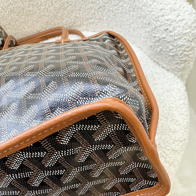 Goyard Mini Anjou in Black Goyardine Canvas with Camel Trim