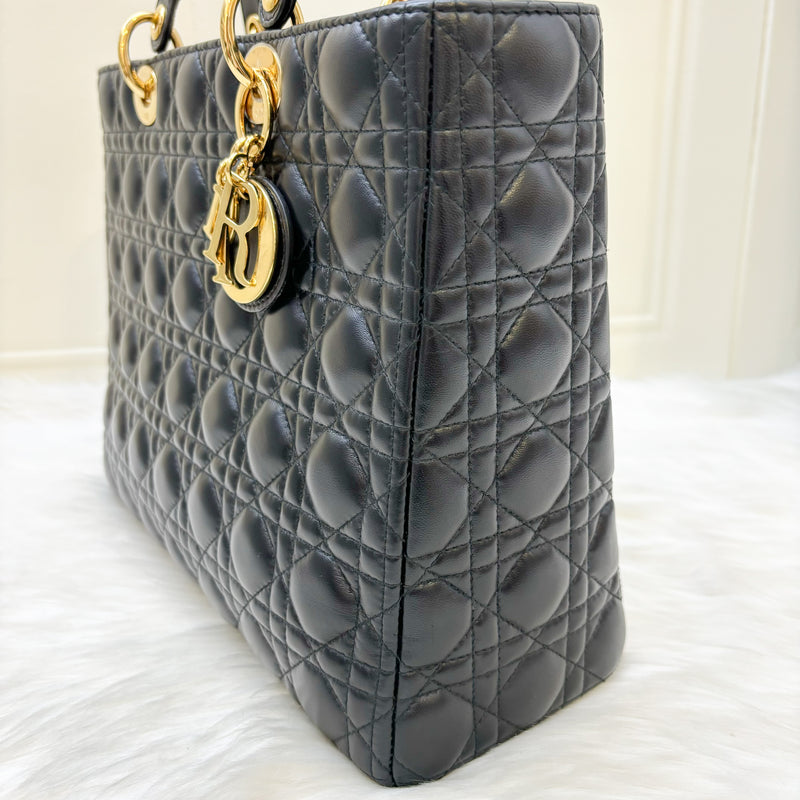 Dior Large Lady Dior in Black Lambskin and GHW