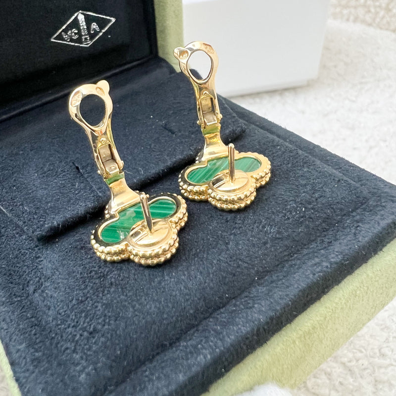 Van Cleef & Arpels VCA Vintage Alhambra Ear Studs with Malachite in 18K Yellow Gold