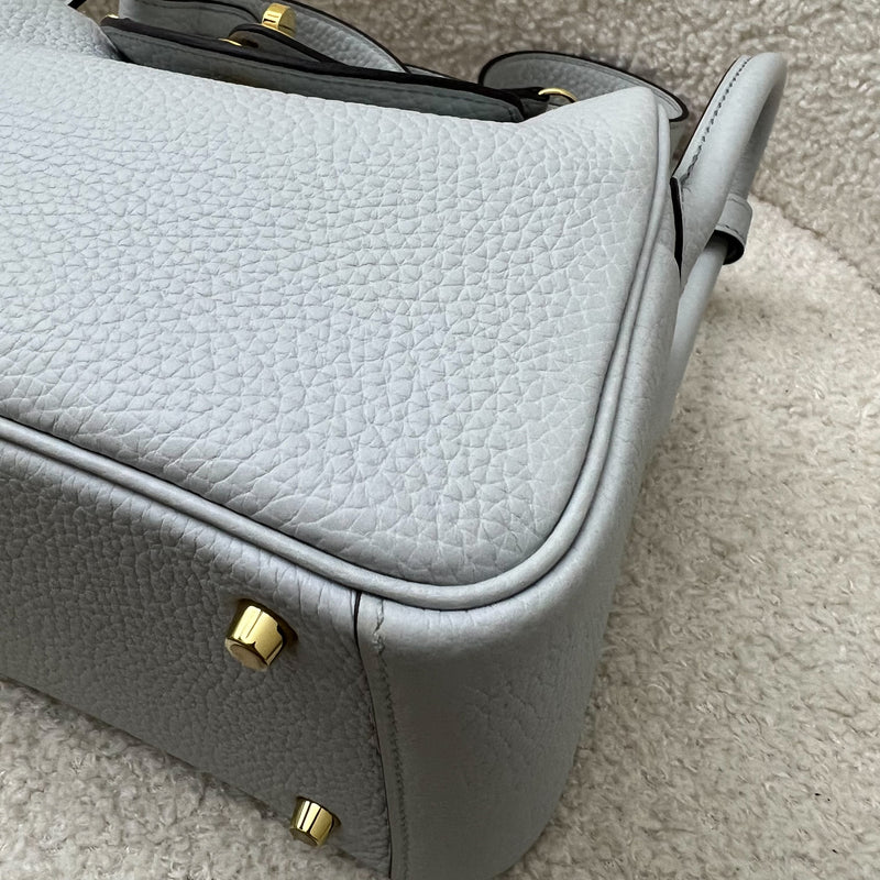 Hermes Mini Lindy in Bleu Pale Clemence Leather and GHW