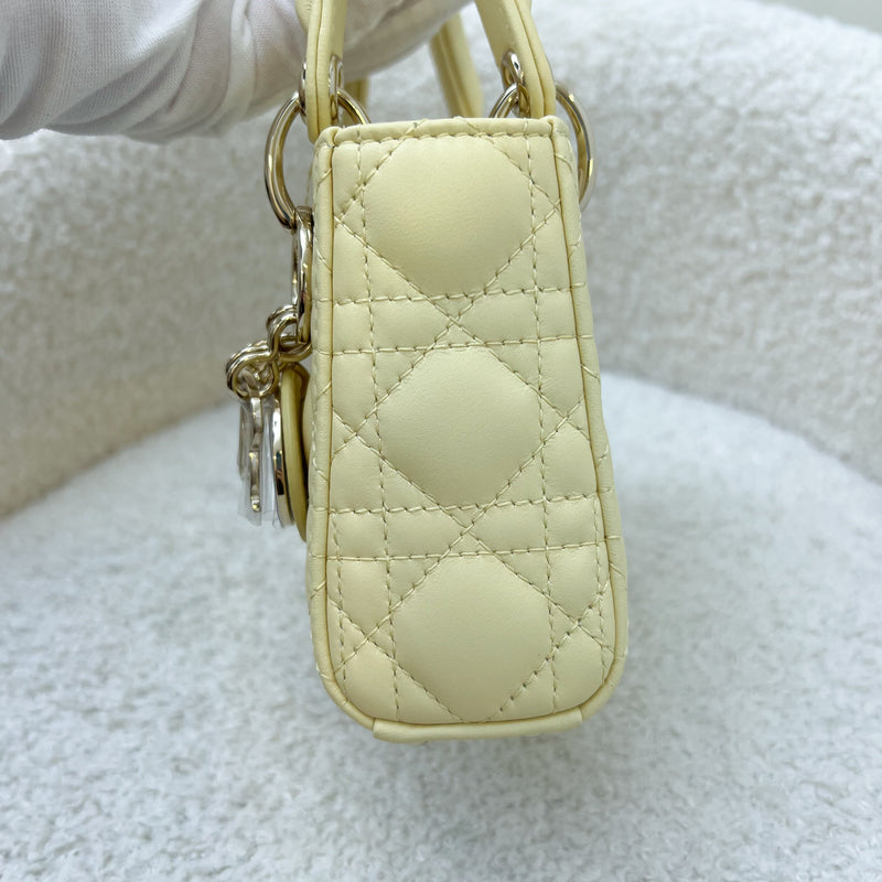 Dior Micro Lady Dior in Pale Yellow Lambskin and GHW