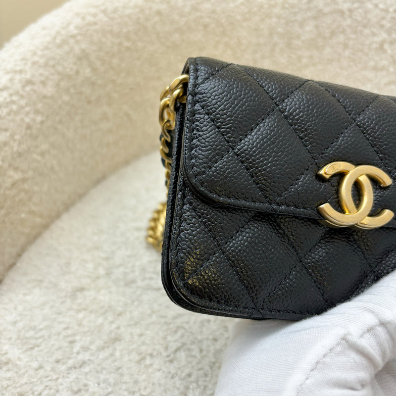 Chanel Mini Clutch on Chain in Black Caviar and AGHW