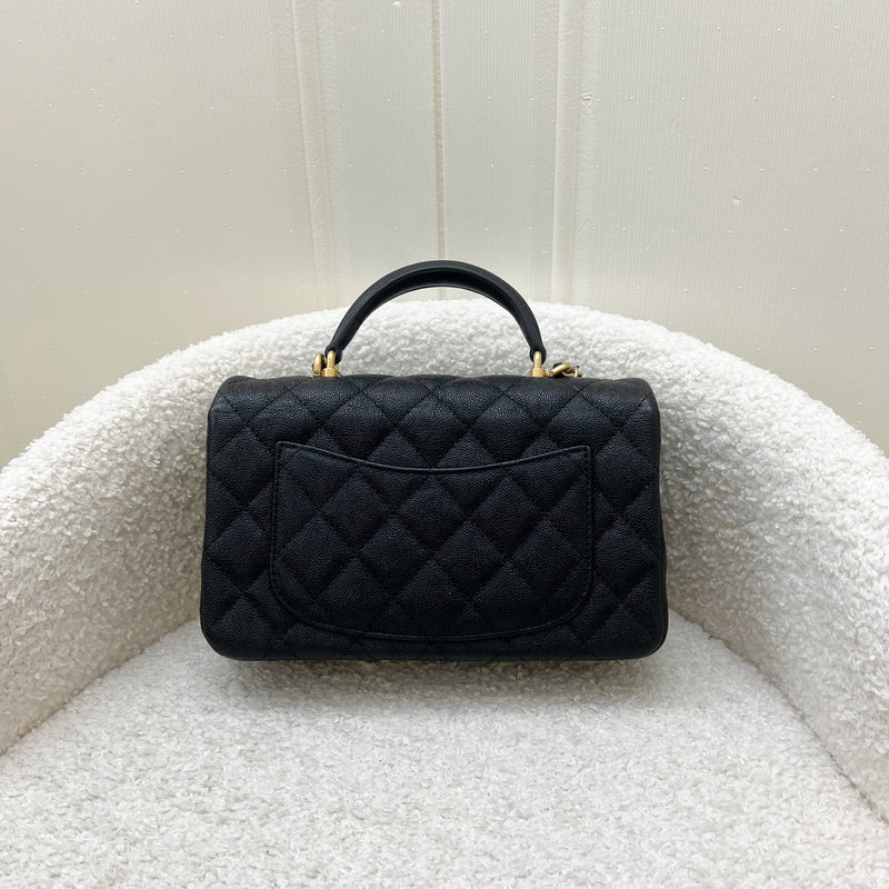 Chanel Top Handle Mini Rectangle Flap in 21S Black Caviar Aged GHW