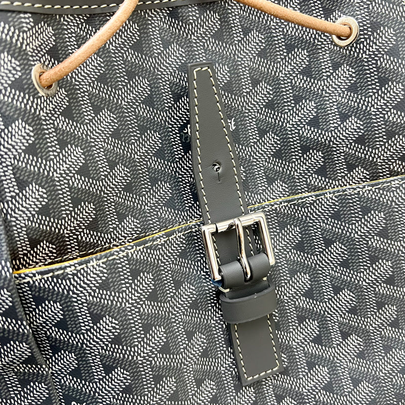 Goyard Alpin MM Backpack in Grey Goyardine Canvas and SHW