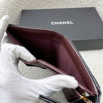 Chanel Classic Medium Trifold Wallet in Black Caviar and LGHW