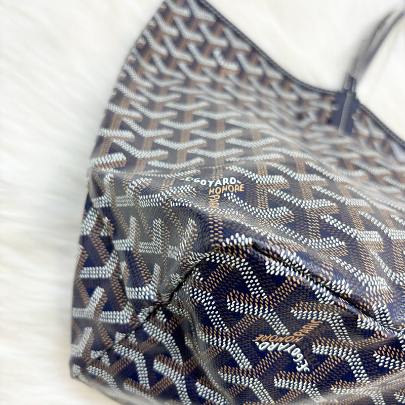 Goyard Saint Louis PM Tote in Navy Signature Goyardine Canvas