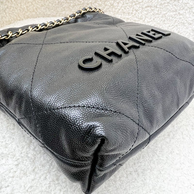 Chanel 22 So Black Mini Hobo Bag in 23K Black Caviar and GHW