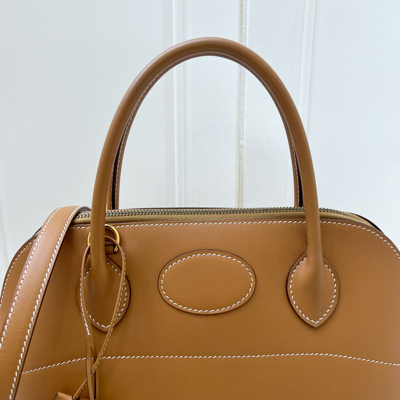 Hermes Vintage Bolide 31 in Gold Box Calfskin and GHW