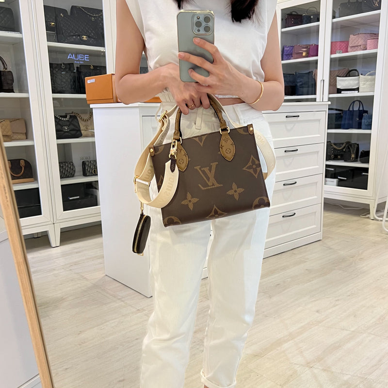 LV Onthego PM in Monogram and Reverse Monogram Canvas and GHW