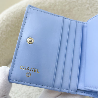 Chanel 23P Bifold Compact Wallet in Powder Blue Caviar and LGHW