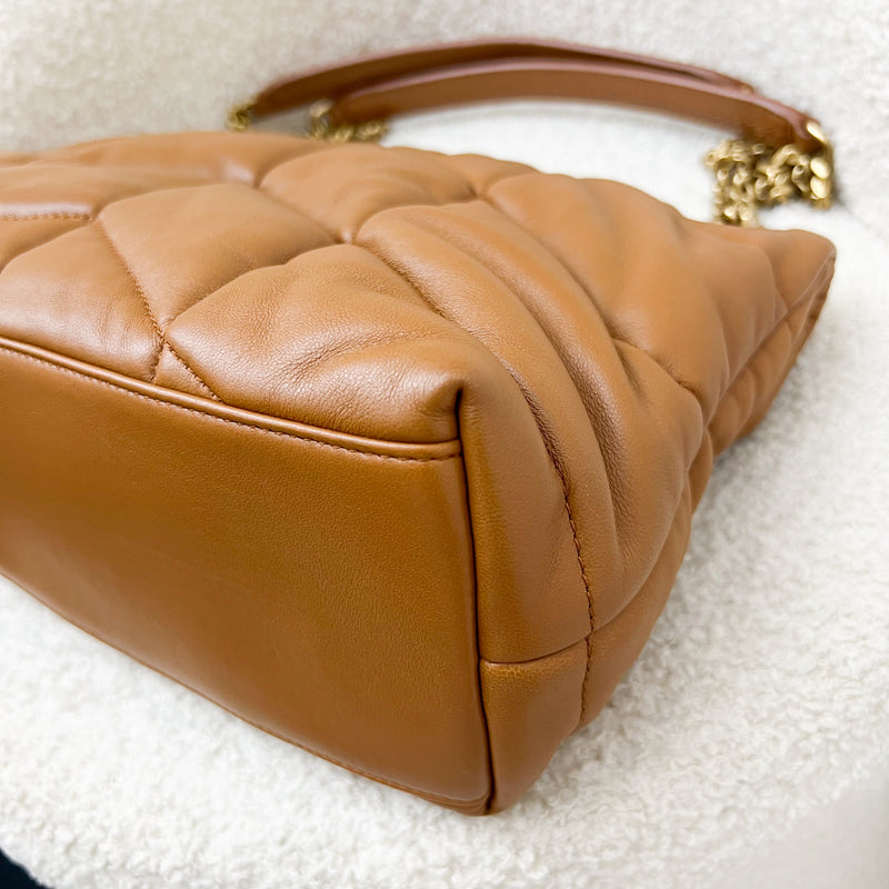 Saint Laurent YSL Small Loulou Puffer Bag in Caramel Brown Lambskin and GHW