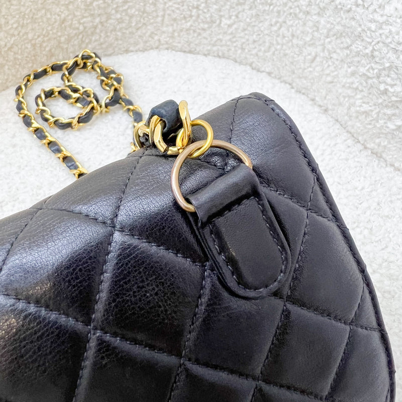 Chanel Vintage Small Quilted Crossbody Bag in Black Lambskin GHW