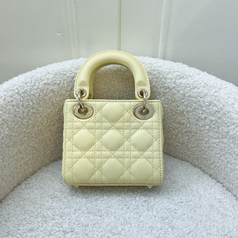 Dior Micro Lady Dior in Pale Yellow Lambskin and GHW