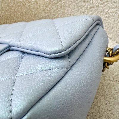 Chanel 21K Perfect Mini Square Adjustable Chain Flap in Iridescent Light Blue Caviar and AGHW