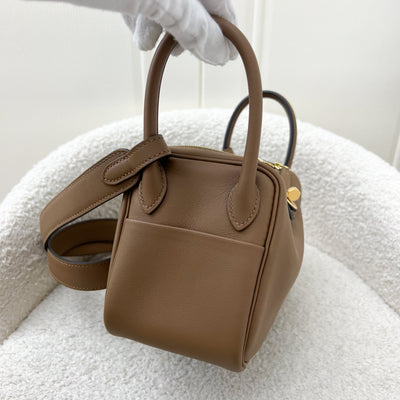 Hermes Mini Lindy in Alezan and Biscuit Swift Leather and GHW