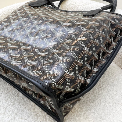 Goyard Mini Anjou Tote Bag in Black Goyardine Canvas and Leather