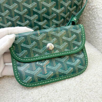 Goyard Mini Anjou Tote Bag in Classic Green Canvas and Leather